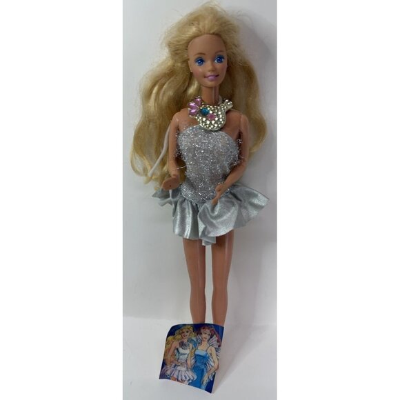 W/ NECKLACE Vintage 1987 Jewel Secrets Barbie Doll #1737 in Silver Mini Dress + - Picture 1 of 14
